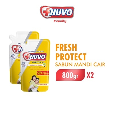 NUVO - Family Twin Pack Sabun Mandi Cair Fresh Protect Pouch 800g