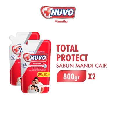 NUVO - Family Twin Pack Sabun Mandi Cair Total Protect Pouch 800g