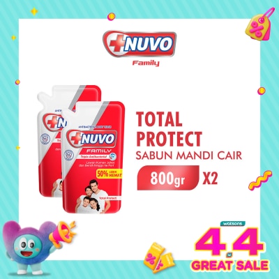 NUVO - Family Twin Pack Sabun Mandi Cair Total Protect Pouch 800g
