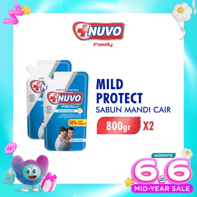 NUVO - Family Twin Pack Sabun Mandi Cair Mild Protect Pouch 800g