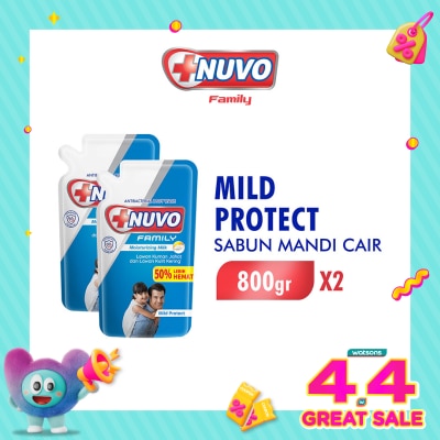 NUVO - Family Twin Pack Sabun Mandi Cair Mild Protect Pouch 800g