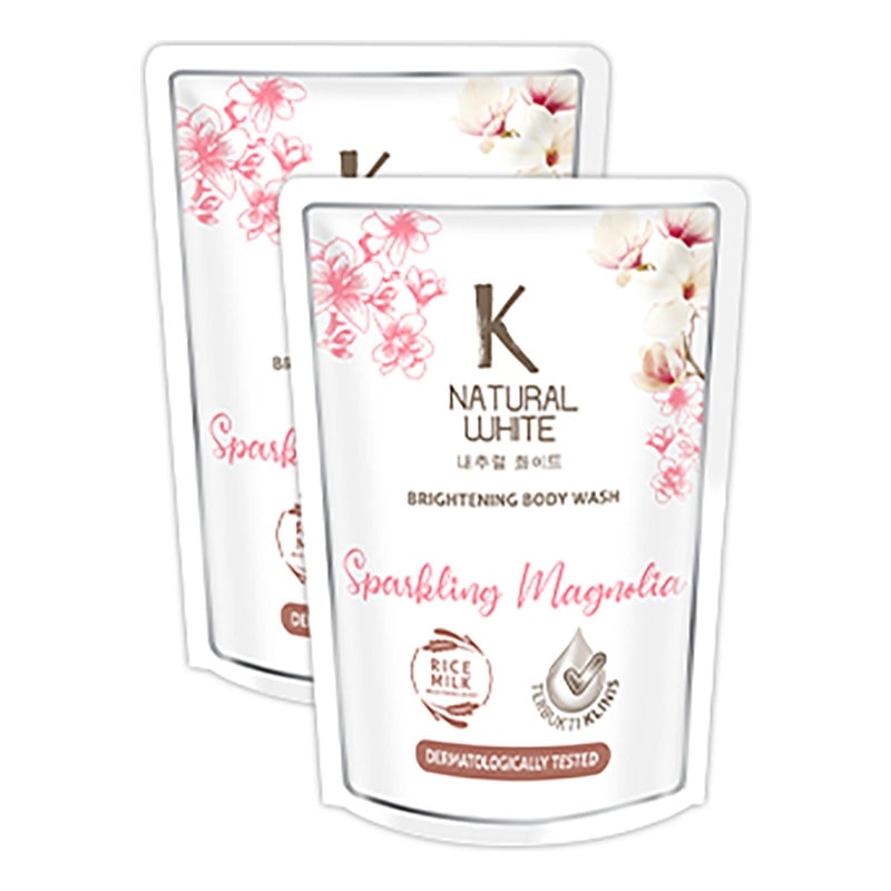White Twin Pack Sabun Mandi Cair Magnolia Pouch 400ml