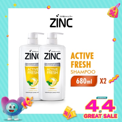 ZINC - Twin Pack Shampoo Active Fresh Botol 680ml