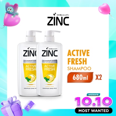 ZINC Twin Pack Shampoo Active Fresh Botol 680ml image