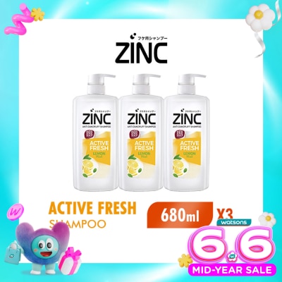 ZINC - Triple Pack Shampoo Active Fresh Botol 680ml