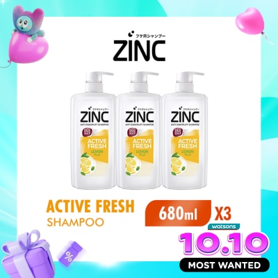 ZINC Triple Pack Shampoo Active Fresh Botol 680ml image