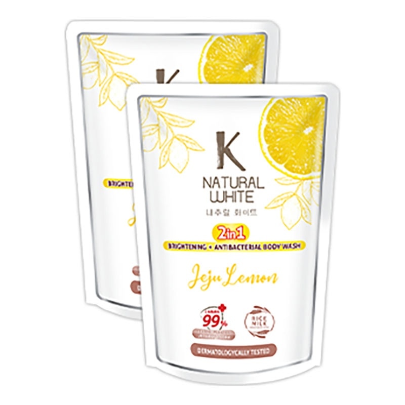 White Twin Pack Sabun Mandi Cair Jeju Lemon Pouch 400ml