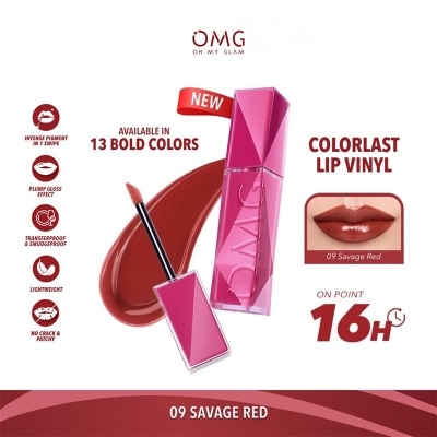 OMG - Oh My Glam Colorlast Lip Vinyl 09 Savage Red 2.5g
