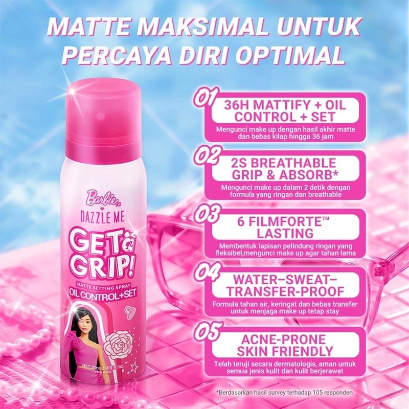 Get A Grip! Matte Setting Spray Oil Control + Set Barbie 50ml