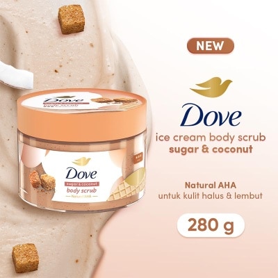 DOVE - Ice Cream Body Scrub Sugar & Coconut Silky Smooth Natural AHA 280g