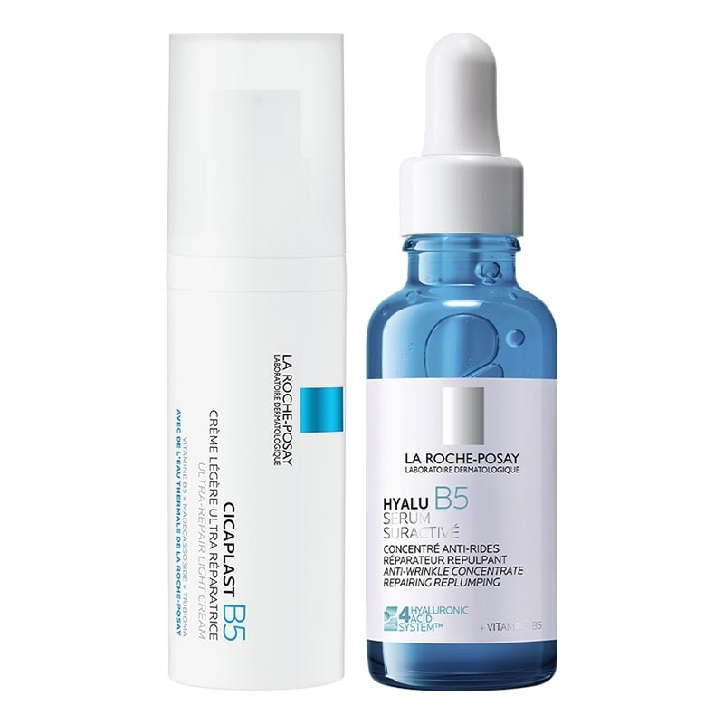Cicaplast B5 Ultra-Repair Light Cream + Hyalu B5 Suractivated Serum Bundle
