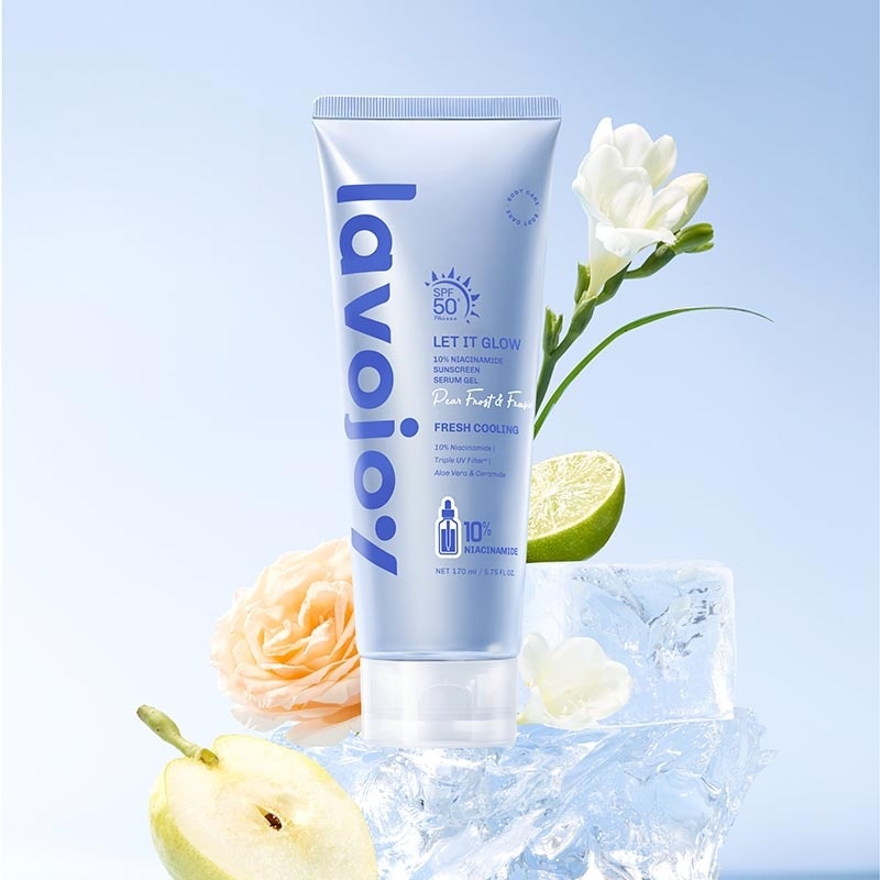Let It Glow 10% Niacinamide Sunscreen Serum Gel SPF 50+ PA++++ Pear Frost & Freesi 170ml