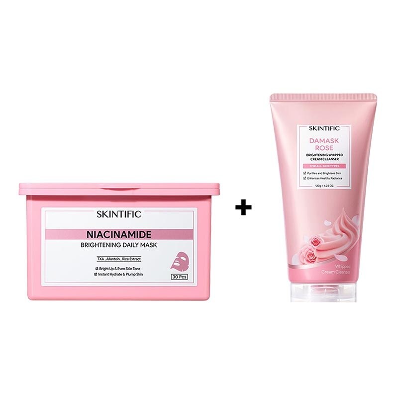 Bright & Glow Bundle + Free Gift Damask Rose Brightening Whipped Cream Cleanser