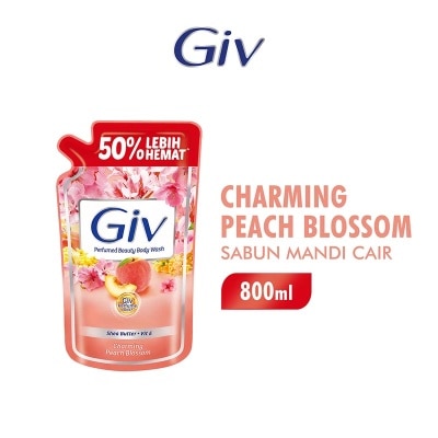 GIV - White Sabun Mandi Cair Charming Peach Pouch 800ml image