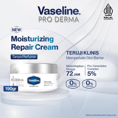 Vaseline - Pro Derma Moisturising Repair Cream Body & Face (Fragrance-free) 190g