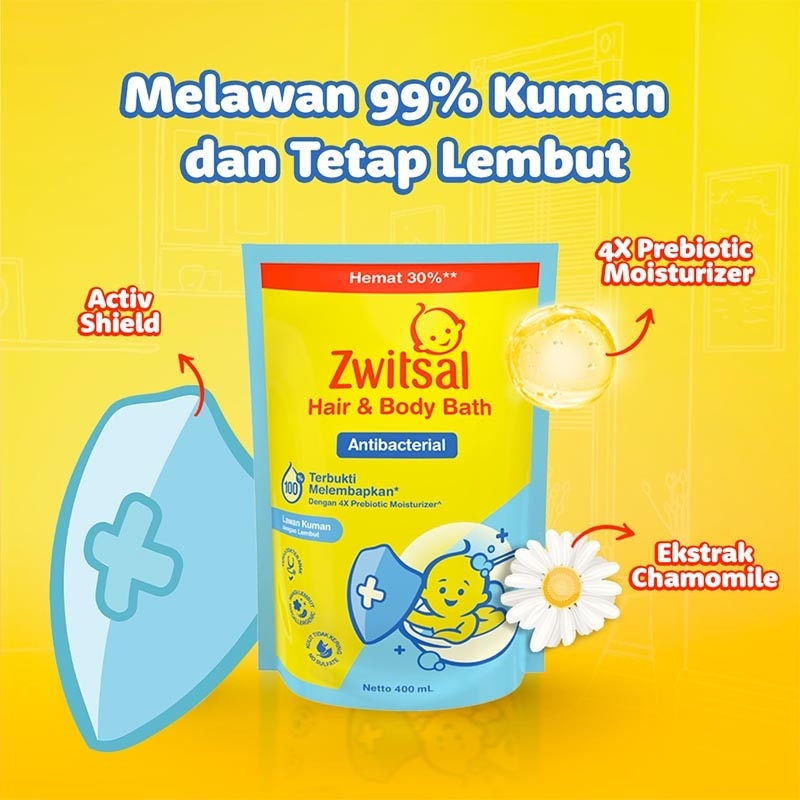 Twinpack Baby Bath Hair and Body Antibacterial 400ml image