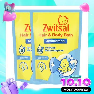 ZWITSAL Twinpack Baby Bath Hair and Body Antibacterial 400ml image