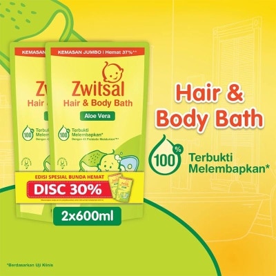 ZWITSAL - Twinpack Baby Bath Hair and Body Aloe Vera 600ml image