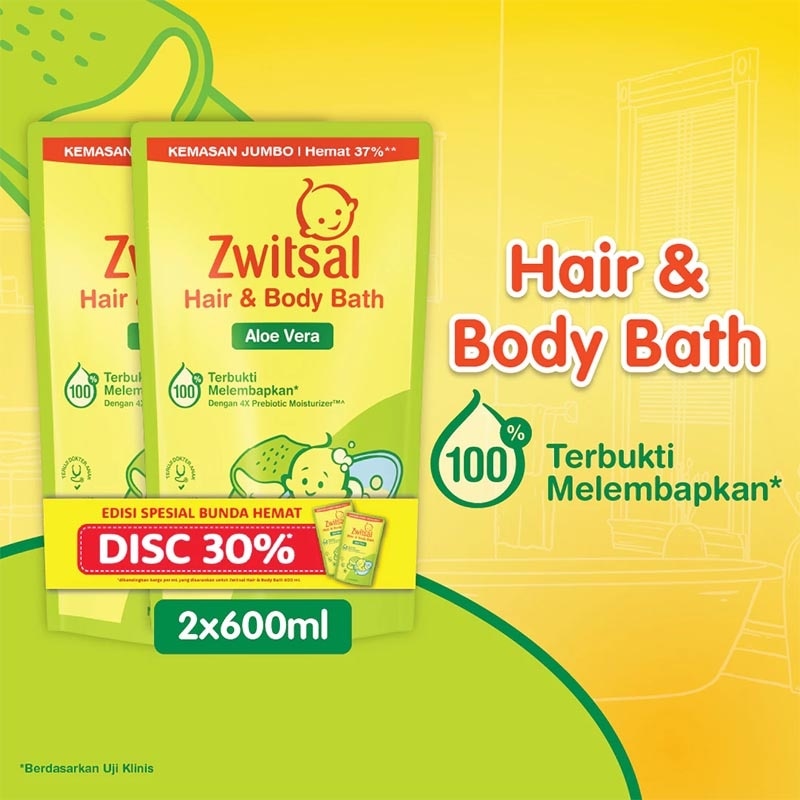Twinpack Baby Bath Hair and Body Aloe Vera 600ml image