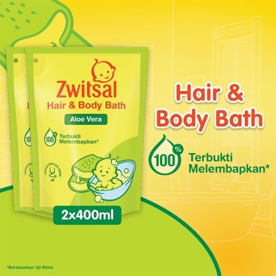 ZWITSAL Twinpack Baby Bath Hair and Body Aloe Vera 400ml image