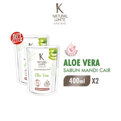 K NATURAL - White Twin Pack Sabun Mandi Cair Aloe Vera Pouch 400ml image