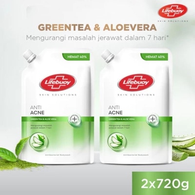 LIFEBUOY - Twinpack Sabun Mandi Cair Greentea & Aloe Vera Pouch 720ml X 2 image