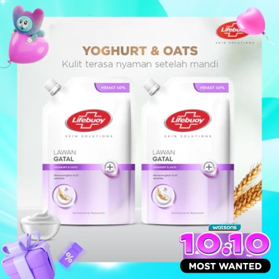 LIFEBUOY Twinpack Sabun Mandi Cair Yoghurt & Oats Pouch 720ml X 2 image