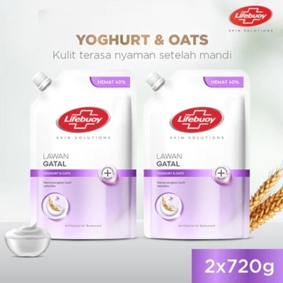 LIFEBUOY - Twinpack Sabun Mandi Cair Yoghurt & Oats Pouch 720ml X 2 image