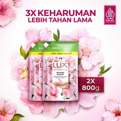 LUX - Twinpack Sabun Mandi Cair Botanicals Sakura Bloom Pouch 800ml X 2 image