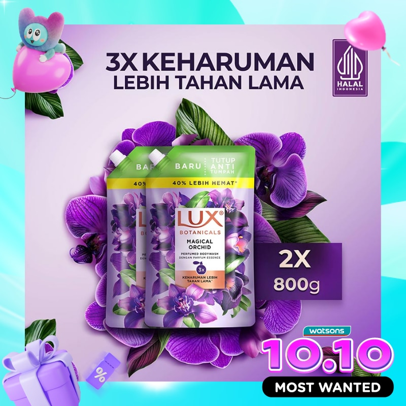 Twinpack Sabun Mandi Cair Botanicals Magical Orchid Perfumed with Essence Perfume Pouch 800ml X 2 image