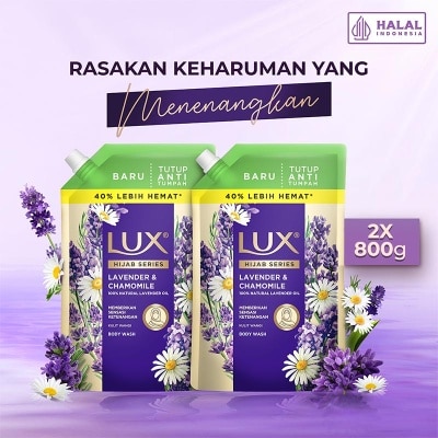 LUX - Twinpack Sabun Mandi Cair Hijab Series Lavender & Chamomile Pouch 800ml X 2 image