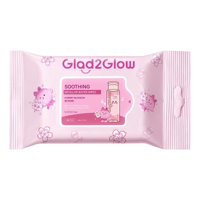 GLAD2GLOW - Cherry Blossom Soothing Micellar Water Wipes 10'S image
