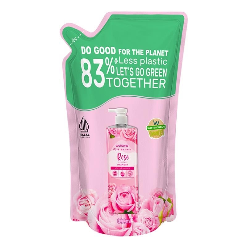 Triple Pack Rose Scented Cream Bath Pouch 800ml image