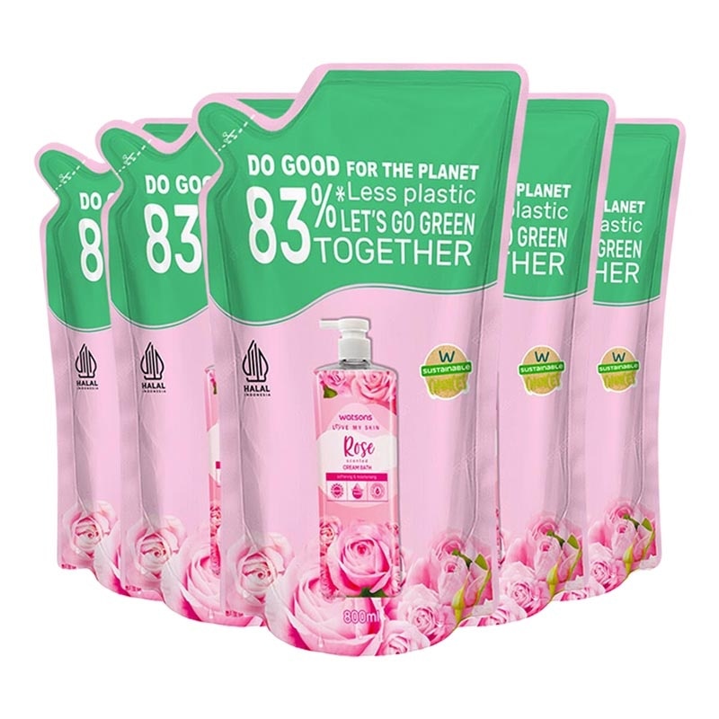 Rose Scented Cream Bath Pouch 5 X 800ml image