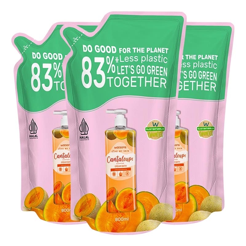Triple Pack Cantaloupe Scented Cream Bath Pouch 800ml image