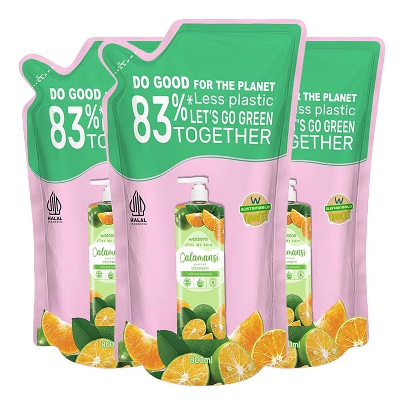 Triple Pack Calamansi Scented Cream Bath Pouch 800ml image