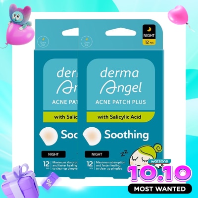 DERMA ANGEL Twin Pack Salicylic Acid Acne Patch Night 12'S image