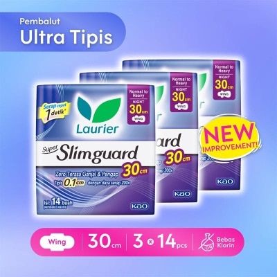 LAURIER Triple Pack Super Slimguard Pembalut Wanita Night 30cm 14'S