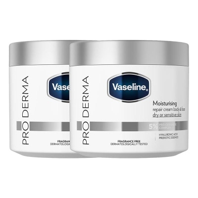 Vaseline Twin Pack Pro Derma Moisturising Repair Cream Body & Face (Fragrance free) 360g image
