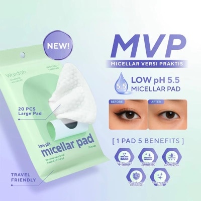 WARDAH Low pH Micellar Water Wipes Japanese Mugwort + Upcycled Lavender Pad 20'S image