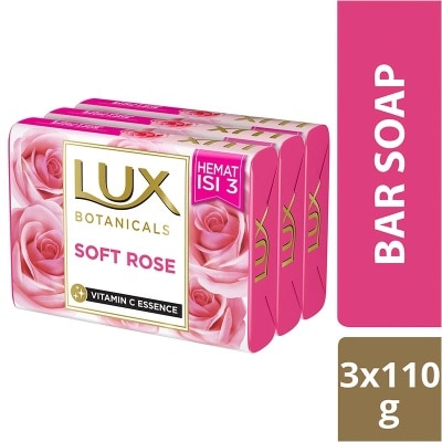 LUX Triple Pack Botanicals Sabun Batang Soft Rose 100g
