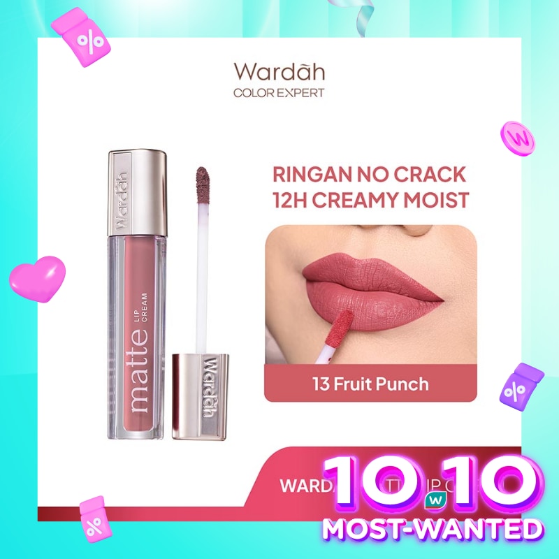 Matte Lip Cream 13 Fruit Punch 4g - Warna Intense dan Tahan Lama - Matte Finish