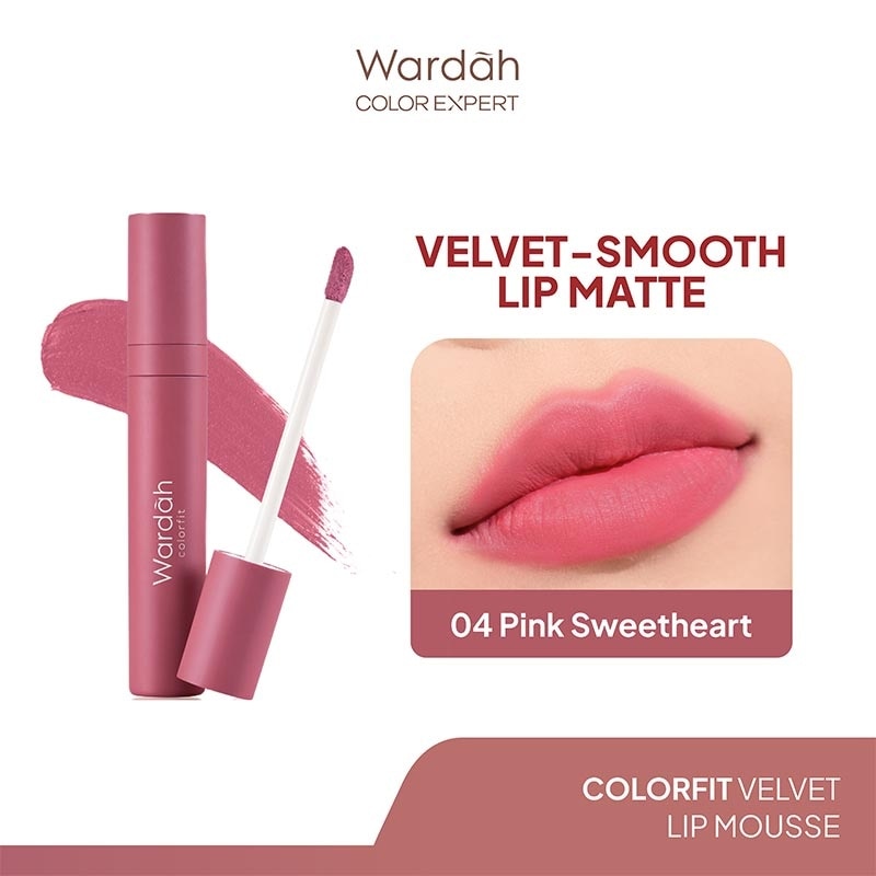 Colorfit Velvet Matte Lip Mousse 04 Pink Sweetheart 4g - Lip Cream Tahan Lama - Tahan Air - Hasil Matte dan Tidak Lengket - Tekstur Creamy dan Nyaman Digunakan