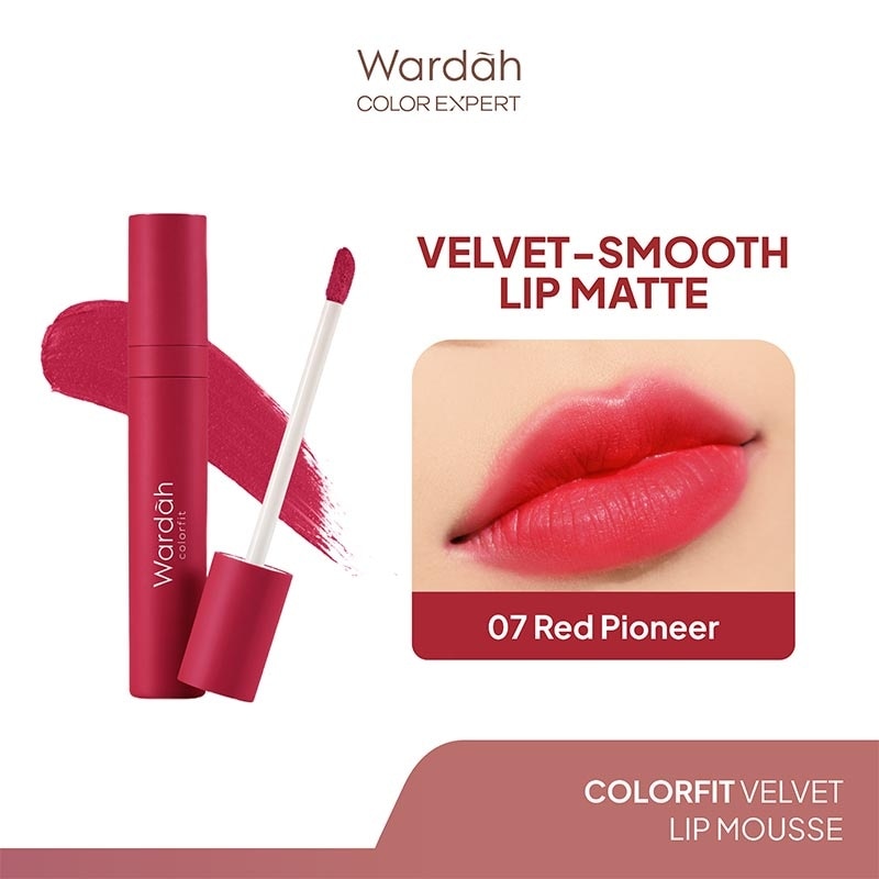 Colorfit Velvet Matte Lip Mousse 07 Red Pioneer 4g - Lip Cream Tahan Lama - Tahan Air - Hasil Matte dan Tidak Lengket - Tekstur Creamy dan Nyaman Digunakan