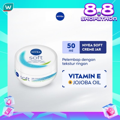 NIVEA Nivea Soft Jar 50mL - Pelembab Kulit Wajah & Tubuh Tekstur Ringan