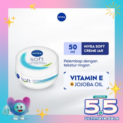 NIVEA - Nivea Soft Jar 50mL - Pelembab Kulit Wajah & Tubuh Tekstur Ringan