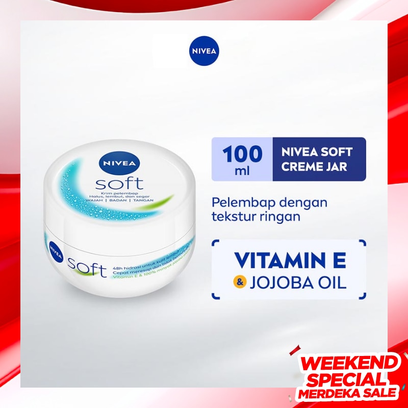 Nivea Soft Jar 100mL - Pelembab Kulit Wajah & Tubuh Tekstur Ringan
