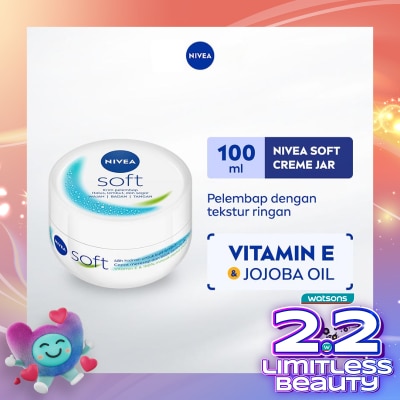 NIVEA Nivea Soft Jar 100mL - Pelembab Kulit Wajah & Tubuh Tekstur Ringan