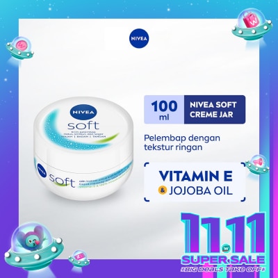 NIVEA Nivea Soft Jar 100mL - Pelembab Kulit Wajah & Tubuh Tekstur Ringan