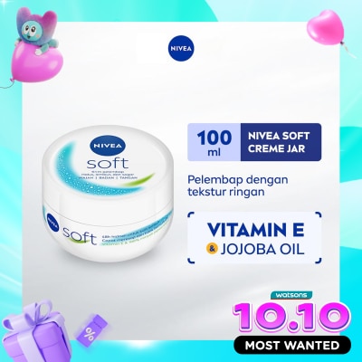 NIVEA Nivea Soft Jar 100mL Pelembab Kulit Wajah & Tubuh Tekstur Ringan image